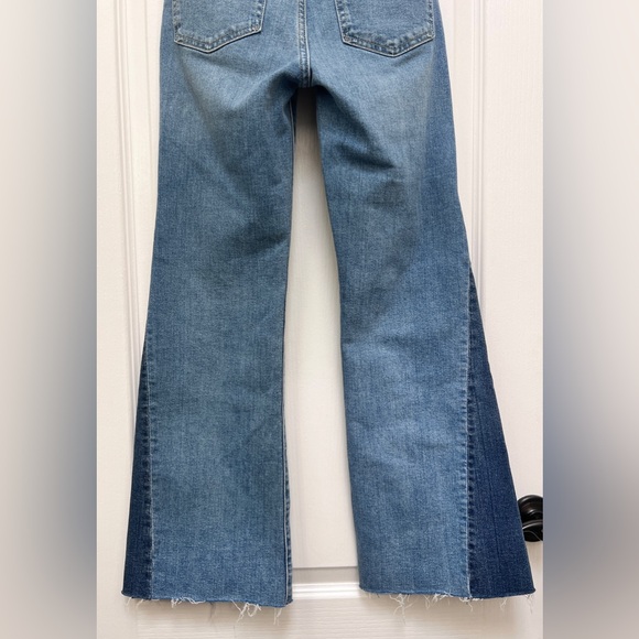 Gap High Rise Patched 70s Flare Raw Hem Jeans Woman’s 24/00P - Picture 9 of 13